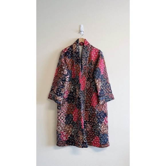 Kilo Brava Pink Blue Patchwork Quilted Midi Robe M - Picture 3 of 10